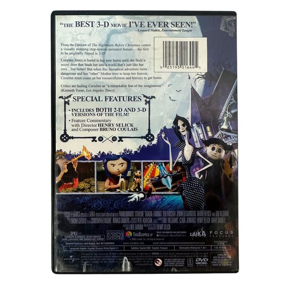 Coraline DVD 2009 Animated Fantasy Henry Selick Universal 2D 3D Special Edition - Picture 2 of 6